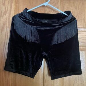 Fashion Brand Company Velvet Shorts with Fringe